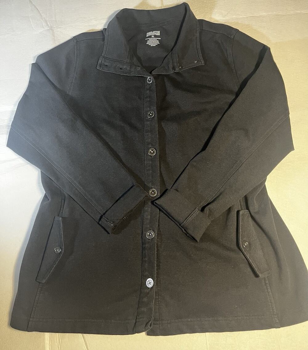 Duluth Trading Co Women’s XL Black Button Front Stretch Chore Jacket Cotton